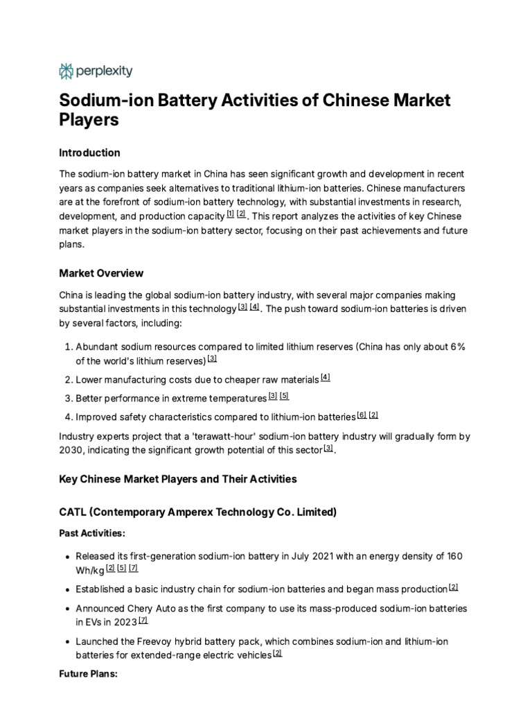 Chinese Sodium-Ion Battery Market Growth | PDF | Lithium Ion Battery ...
