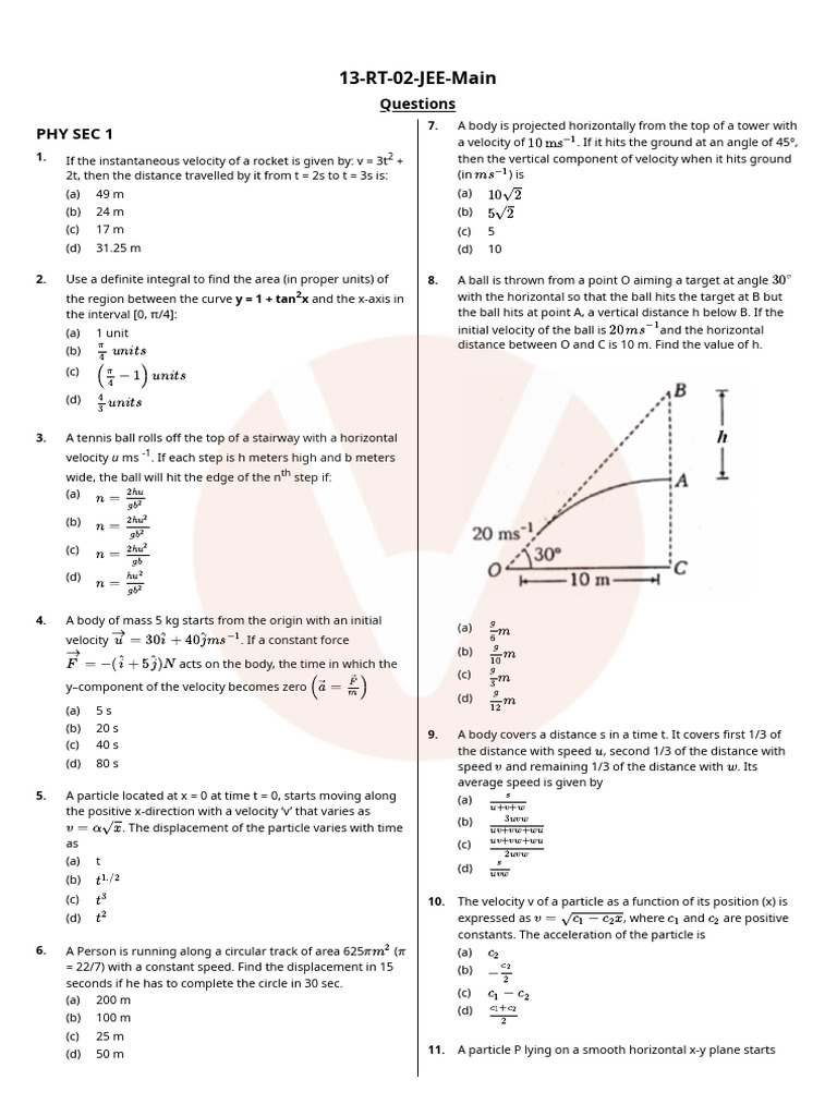 JEE Main Physics and Chemistry Questions | PDF | Mole (Unit) | Physical ...