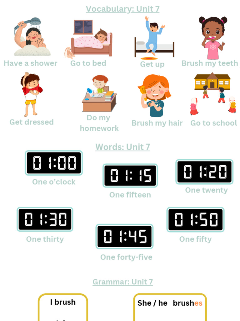 Daily Routines Vocabulary and Grammar | PDF