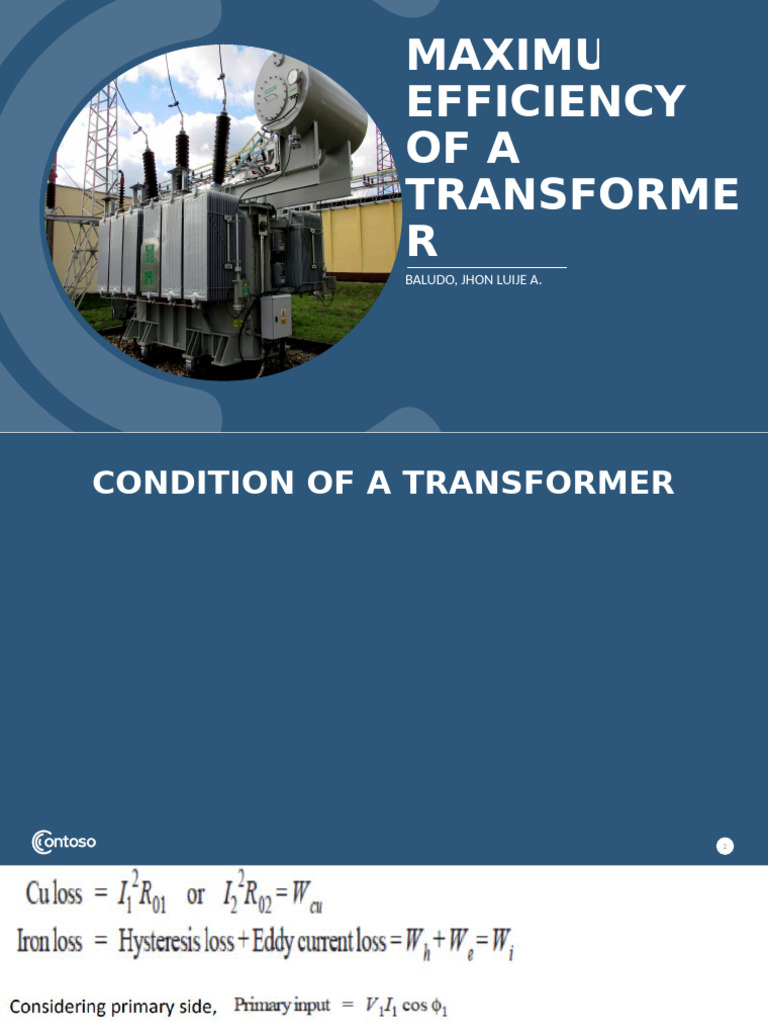 Conditions for Transformer Maximum Efficiency | PDF