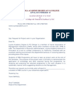 Format - Letter For Project Work