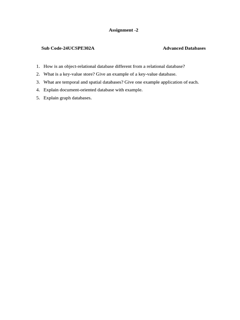 Advanced Databases Assignment Questions | PDF