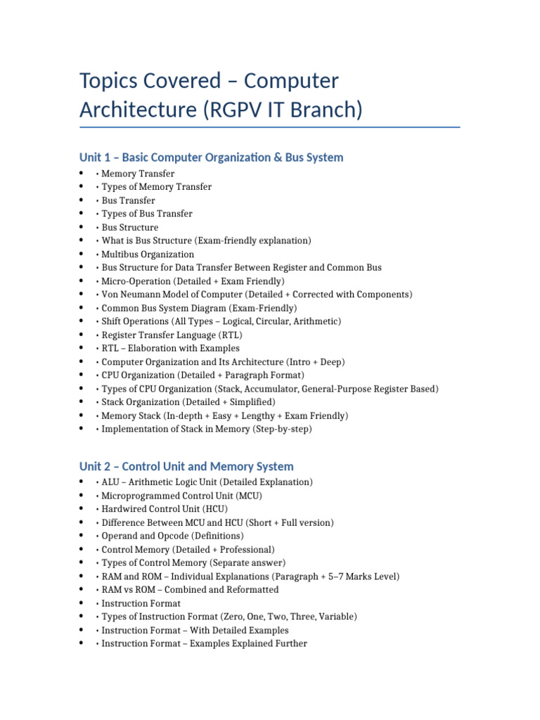 RGPV COA Syllabus Overview | PDF | Integrated Circuit | Computer ...