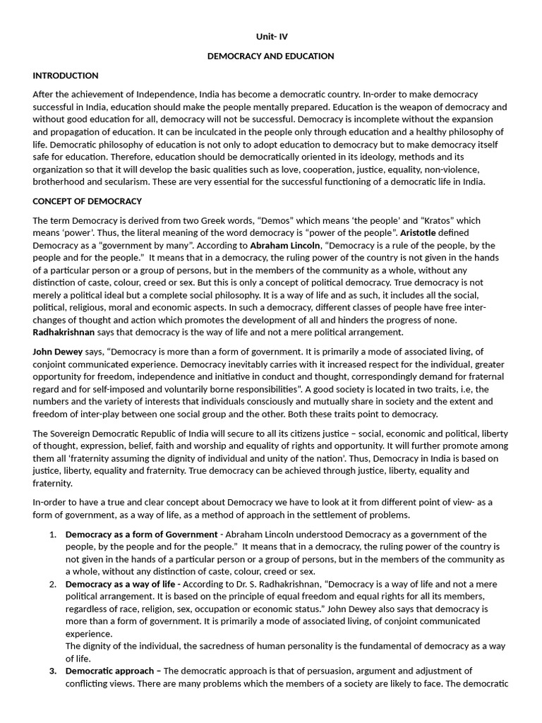 Democracy and Education | PDF | Democracy | Political Ideologies