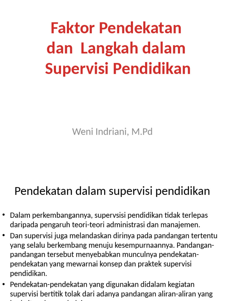 Pendekatan Supervisi Pendidikan Efektif | PDF