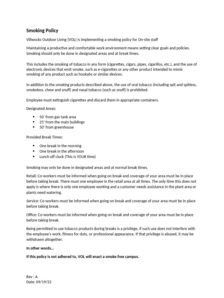 Smoking Policy - HR | PDF
