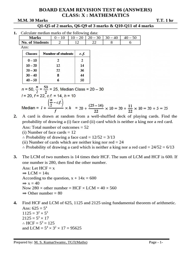 Class X Math Board Exam Test 06 | PDF | Rational Number | Numbers