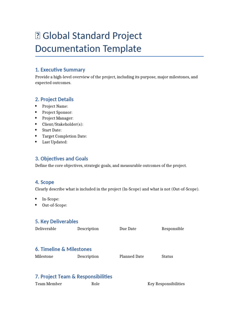 Project Documentation Template Guide | PDF