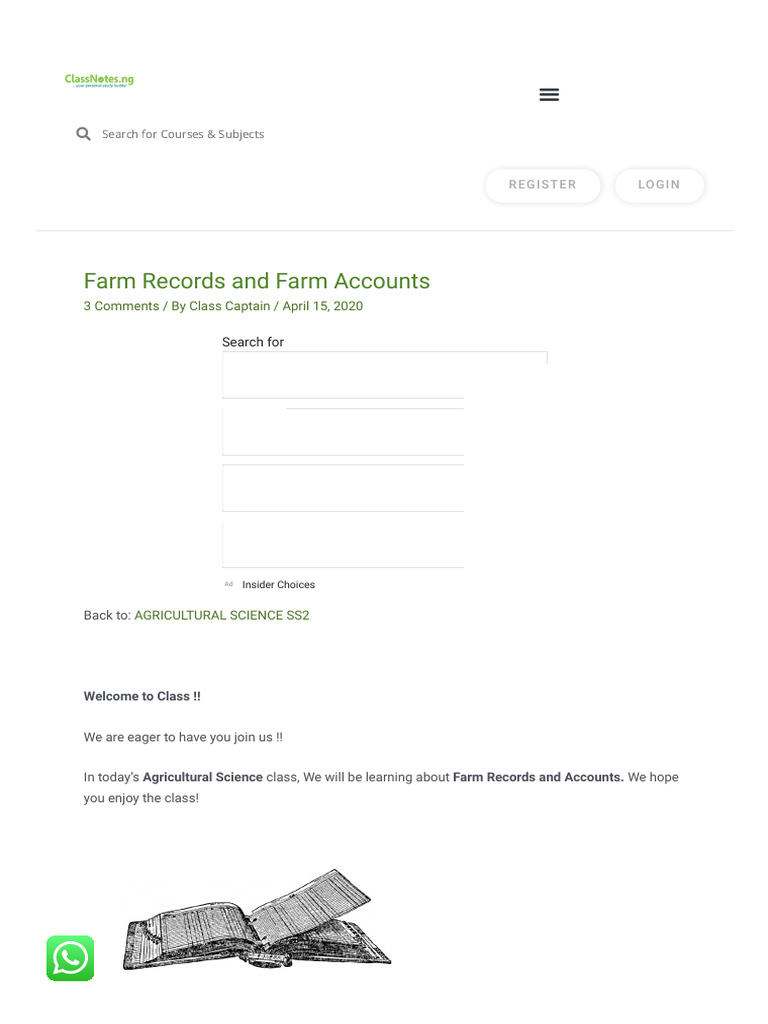 Types and Importance of Farm Records | PDF | Income Statement ...