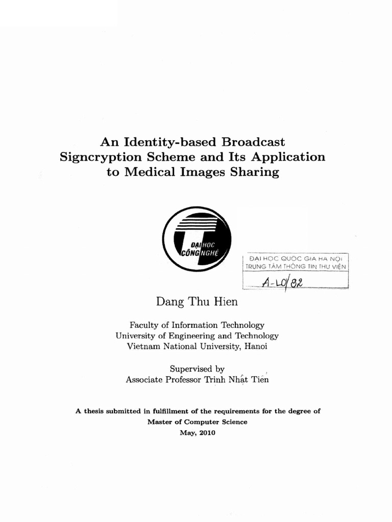 Luận Văn an Identity Based Broadcast Signcryption Scheme and Its ...