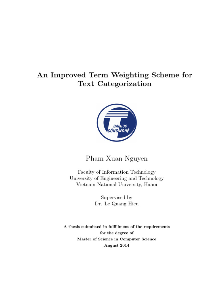 Luận Văn an Improved Term Weighting Scheme for Text Categorization ...