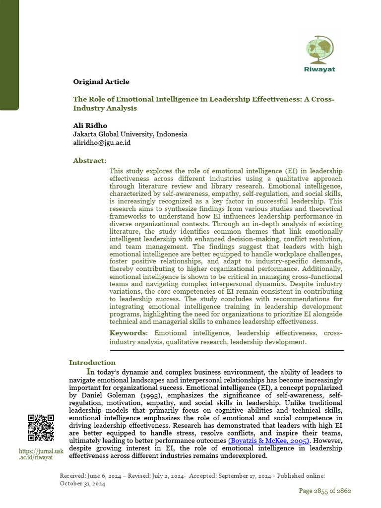 Emotional Intelligence in Leadership Effectiveness | PDF | Emotional ...