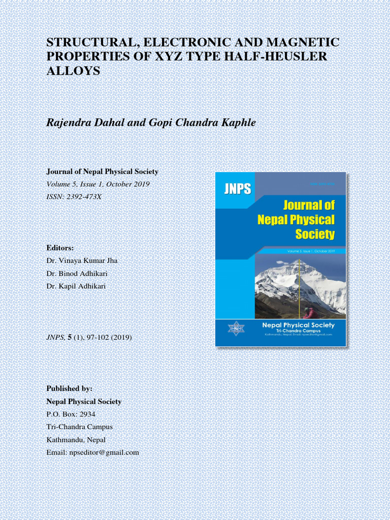 Properties of XYZ Half-Heusler Alloys | PDF | Electronic Band Structure ...