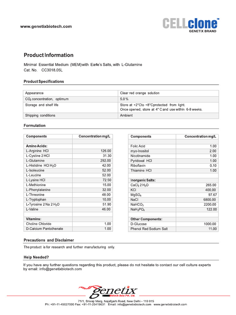 Cell Clone Gmem Cc3018.05l | PDF