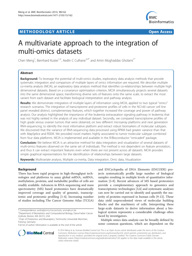 Multi-Omics Data Integration Method | PDF | Principal Component ...
