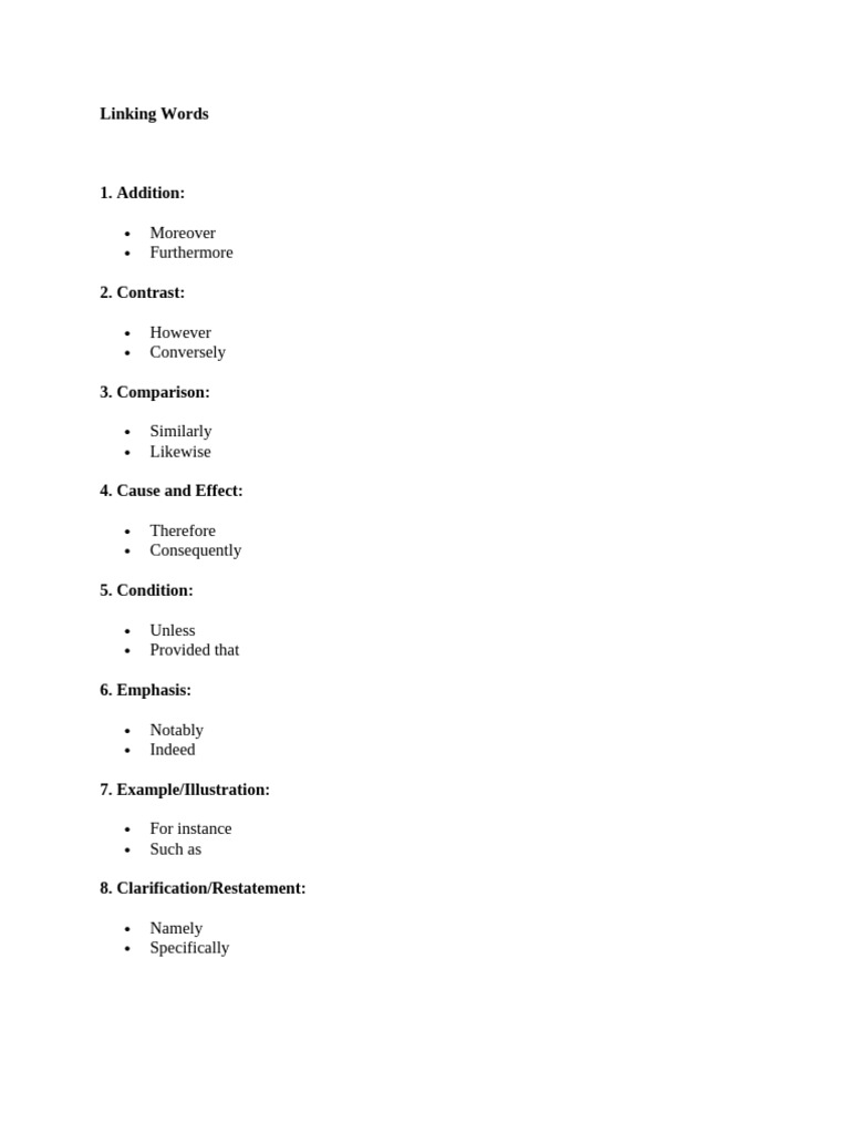 Essential Linking Words Guide | PDF