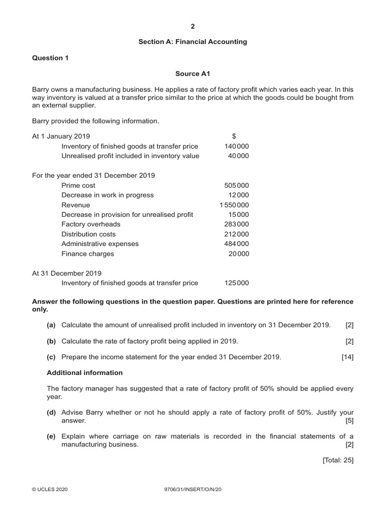 Barry's Manufacturing Profit Analysis | PDF | Inventory | Business ...