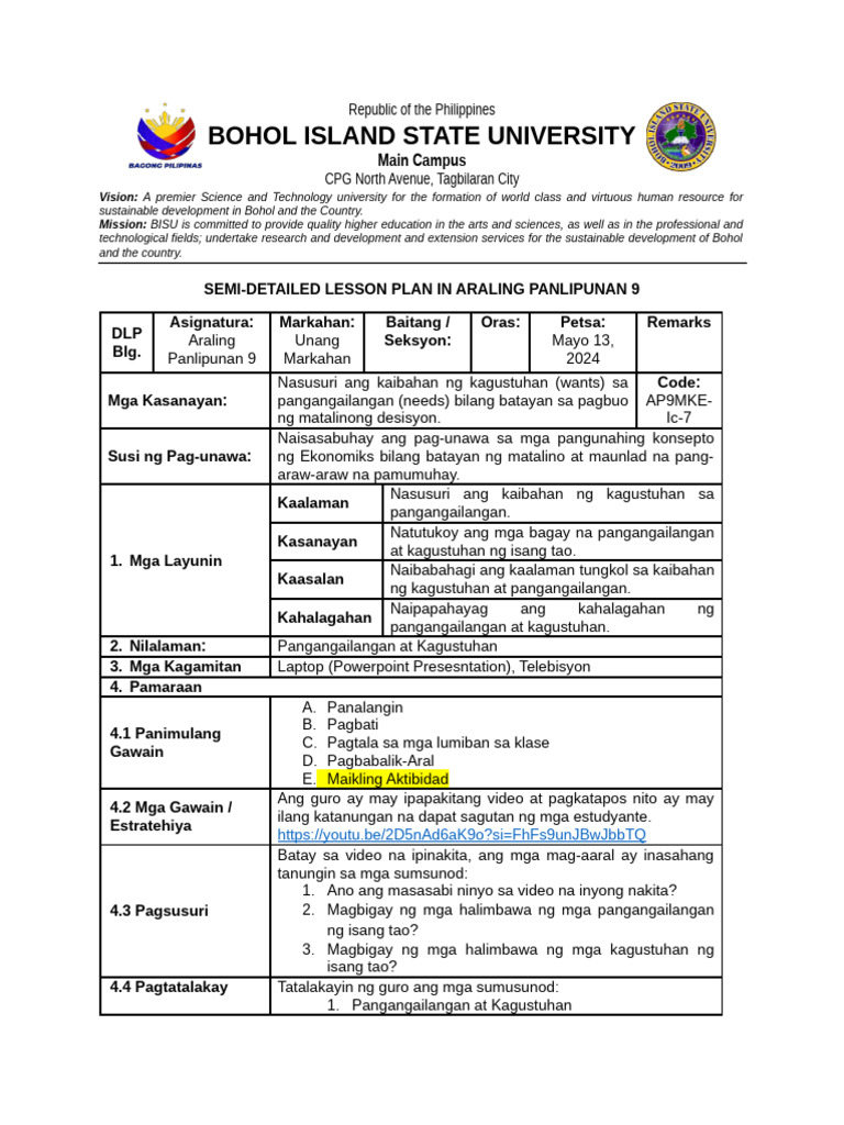 5as Semi Detailed Lesson Plan | PDF