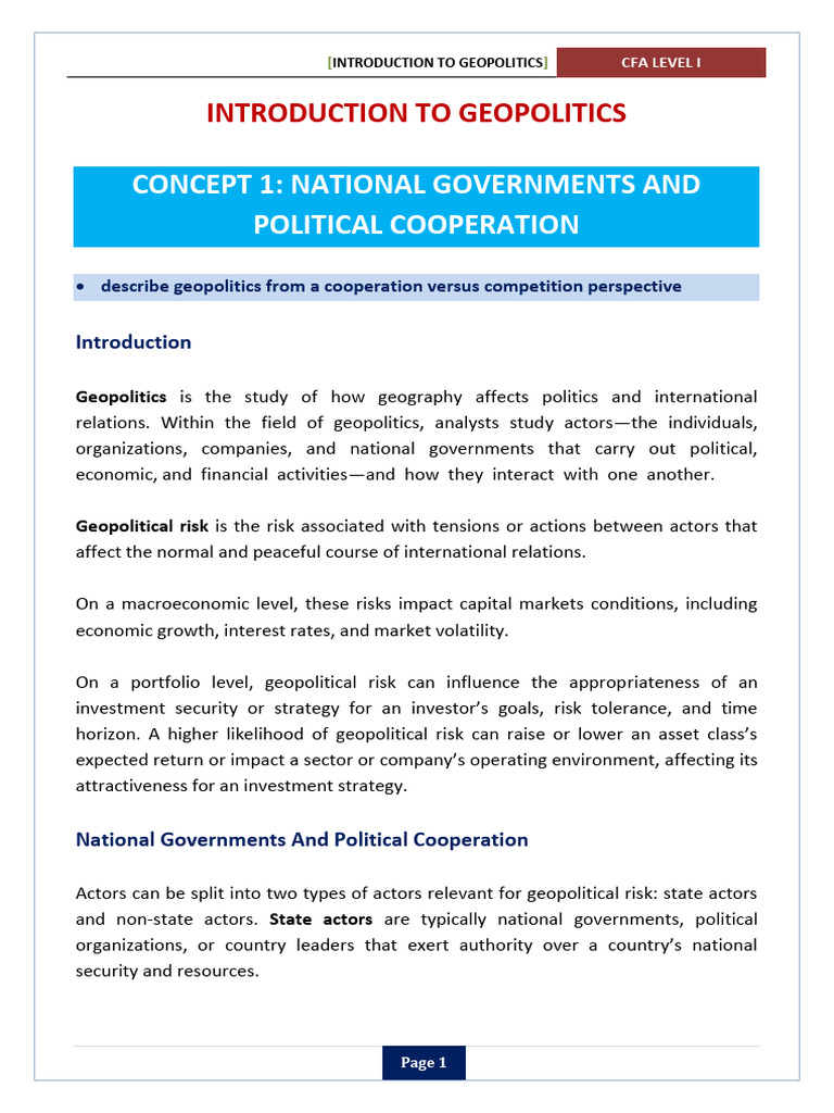 Geopolitics: Cooperation and Resources | PDF | Risk | Investing