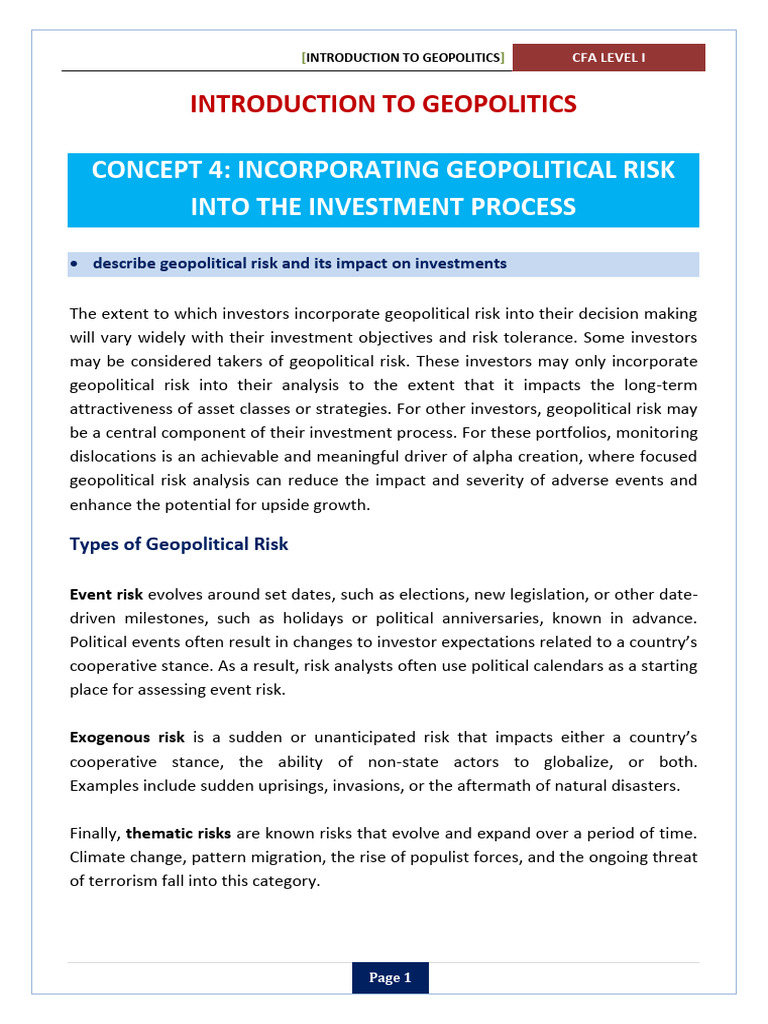Geopolitical Risk in Investment Strategies | PDF | Risk | Scenario Planning