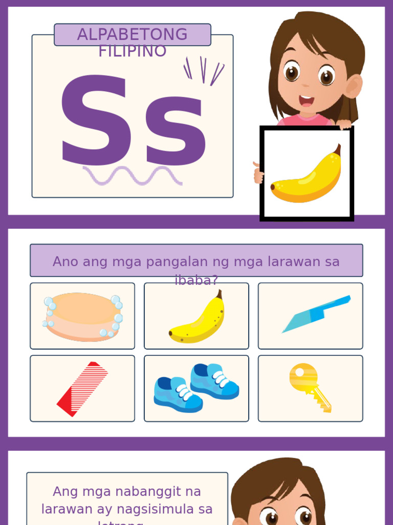 Alpabetong Filipino Titik Ss Presentation in Purple and White ...