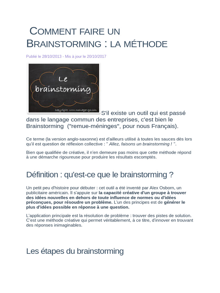 Guide pratique du brainstorming efficace | PDF | Réflexion