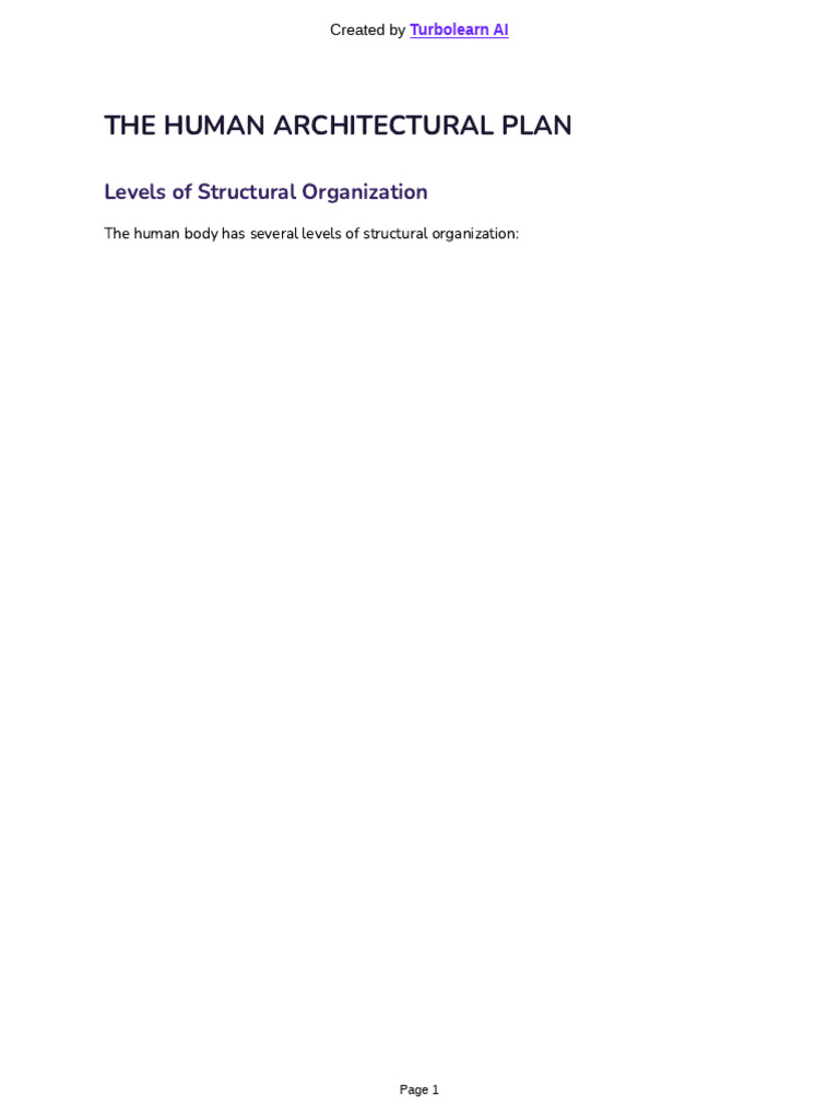 The Human Architectural Plan: Levels of Structural Organization | PDF ...