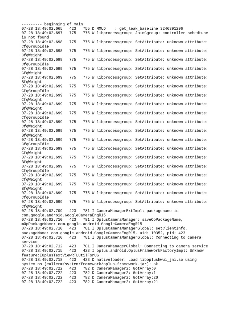 Camera Manager Logs and Warnings | PDF | Computer Programming | Software