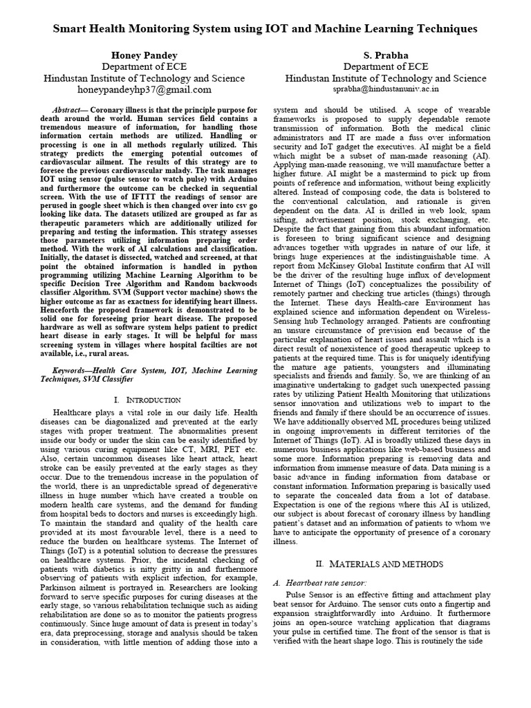 Smart Health Monitoring | PDF | Internet Of Things | Artificial ...