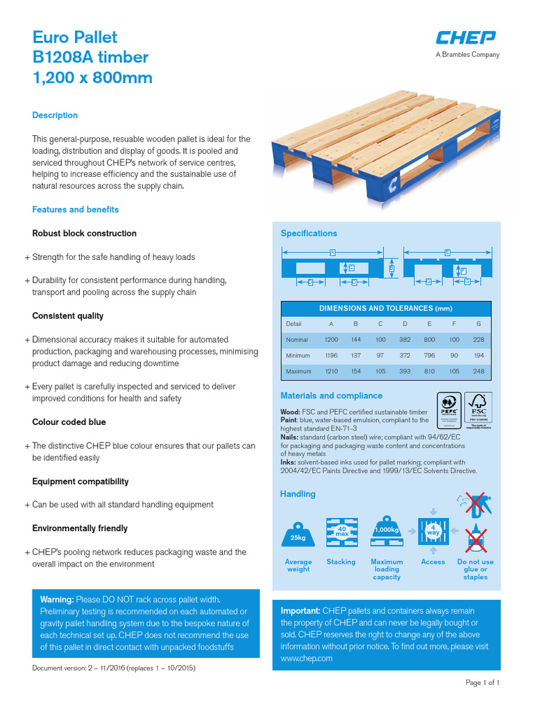 Chep - Cds .En .B1208a V2.nov2016 PDF | PDF | Pallet | Lumber