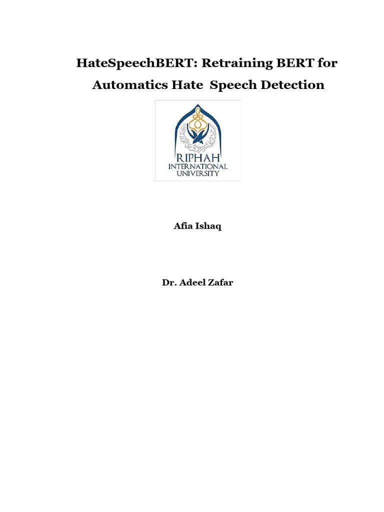 HateSpeechBERT: BERT for Hate Detection | PDF | Hatred | Glove