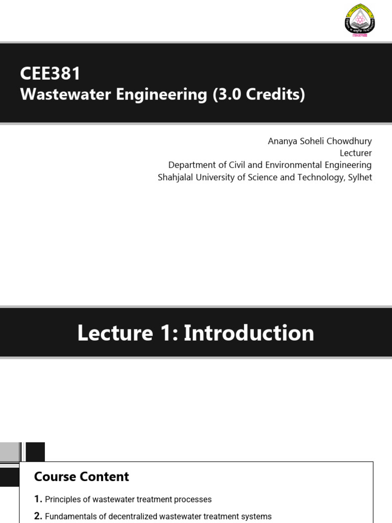 Wastewater Engineering Course Overview | PDF | Sewage Treatment | Water ...