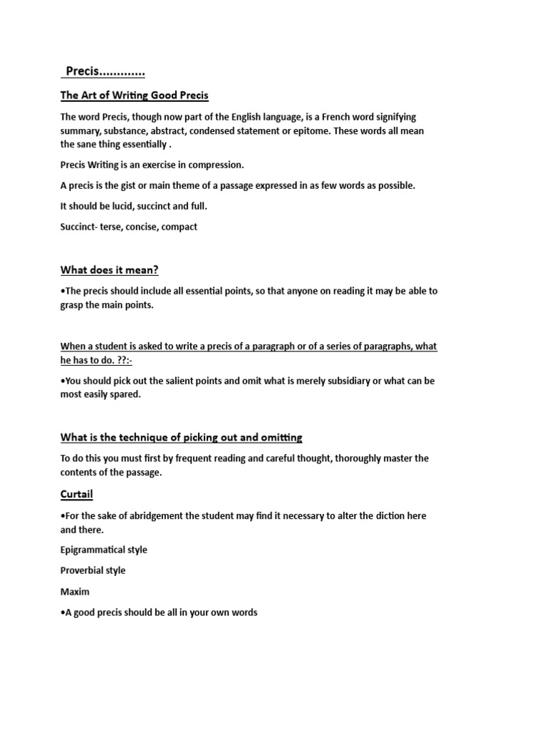 Guide to Writing a Precis | PDF