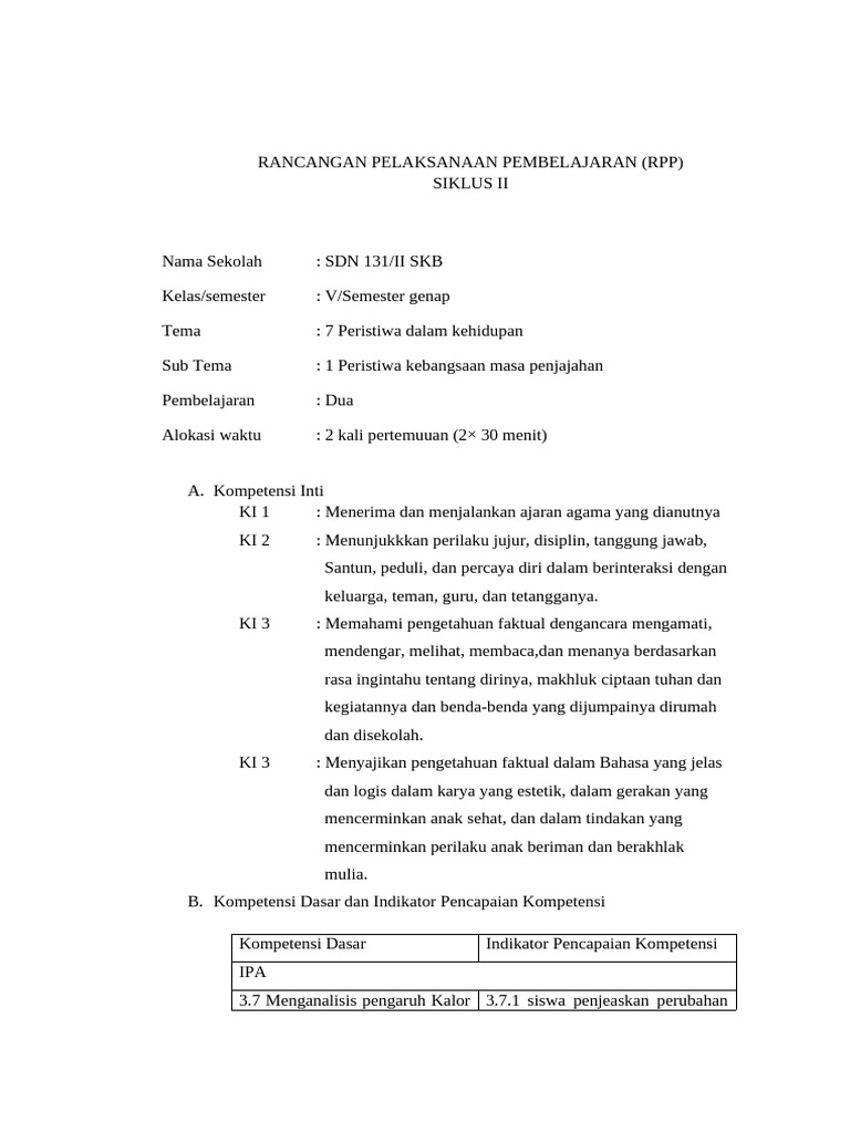 RPP Pembelajaran Perubahan Wujud Benda | PDF