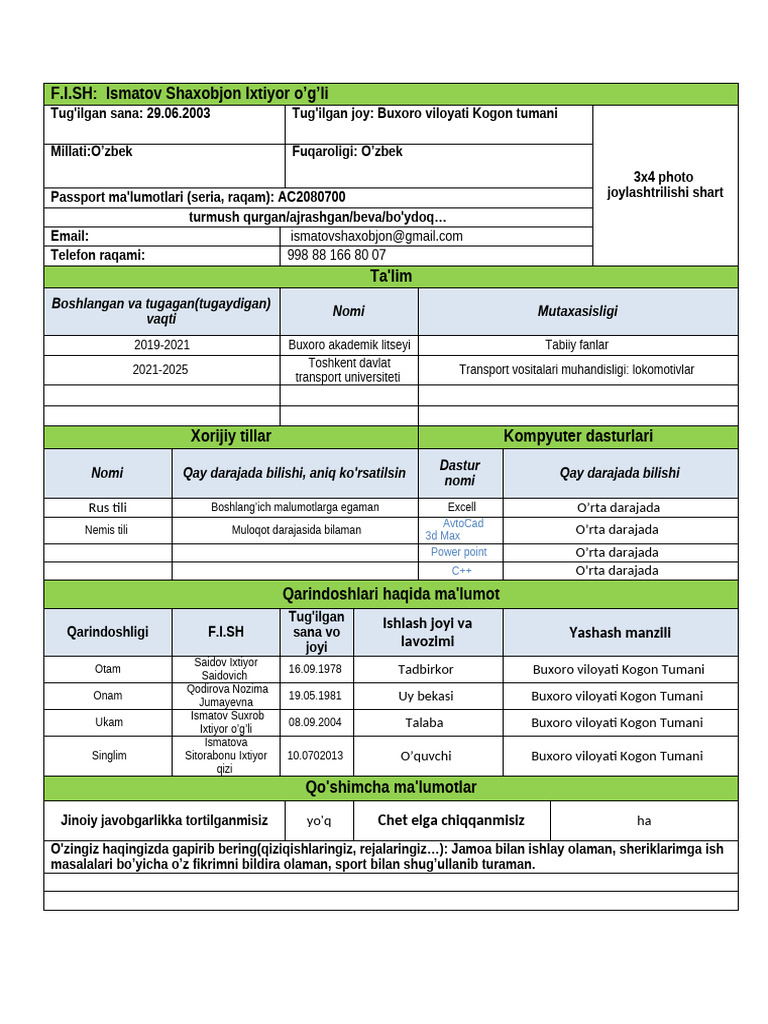 CV TSTU | PDF