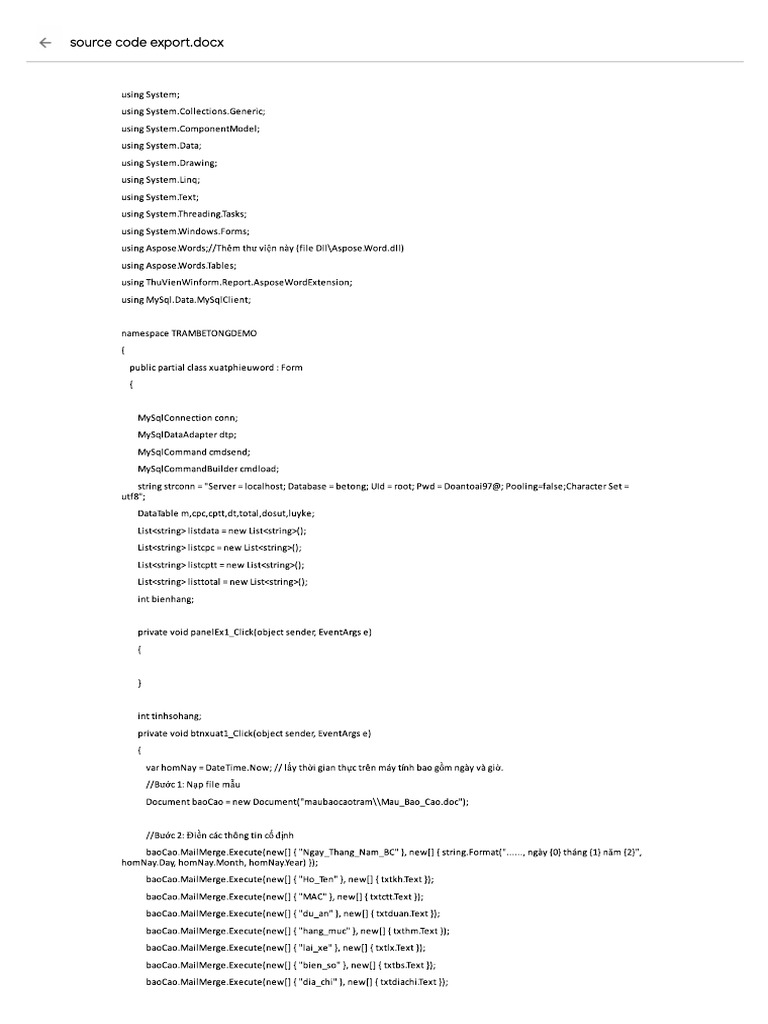 Source Code Export | PDF