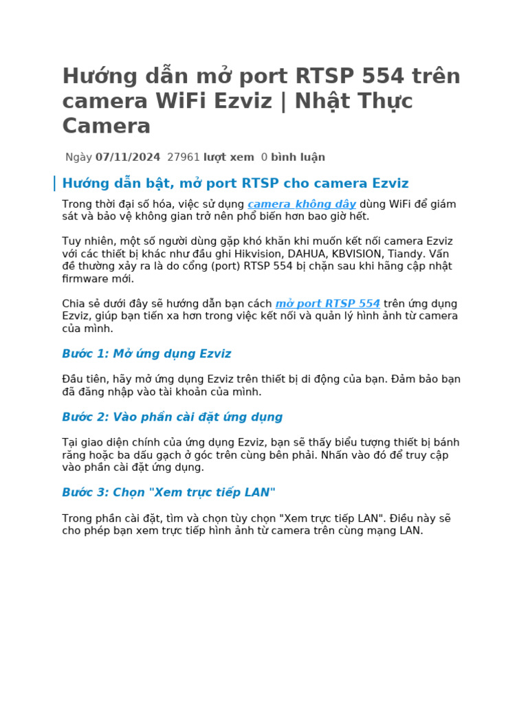 Mo RTSP Ezviz | PDF