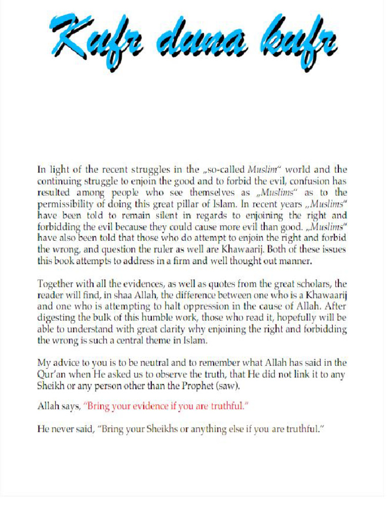 Kufr Duna Kufr Caliphate | PDF
