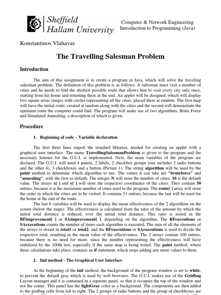 Travelling Salesman Problem in Java | PDF | Computer Program | Programming
