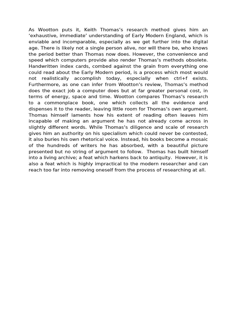 Keith Thomas's Research Methodology Critique | PDF