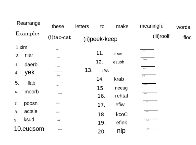 Rearranging Jumbled Words Worksheet | PDF