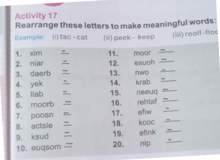 Rearranging Words Activity Guide | PDF