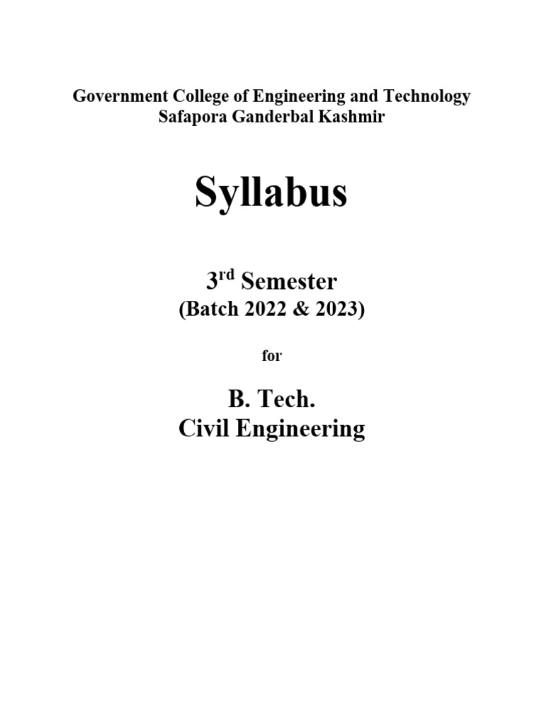 Civil Engineering 3rd Semester Syllabus | PDF | Electrical Network ...