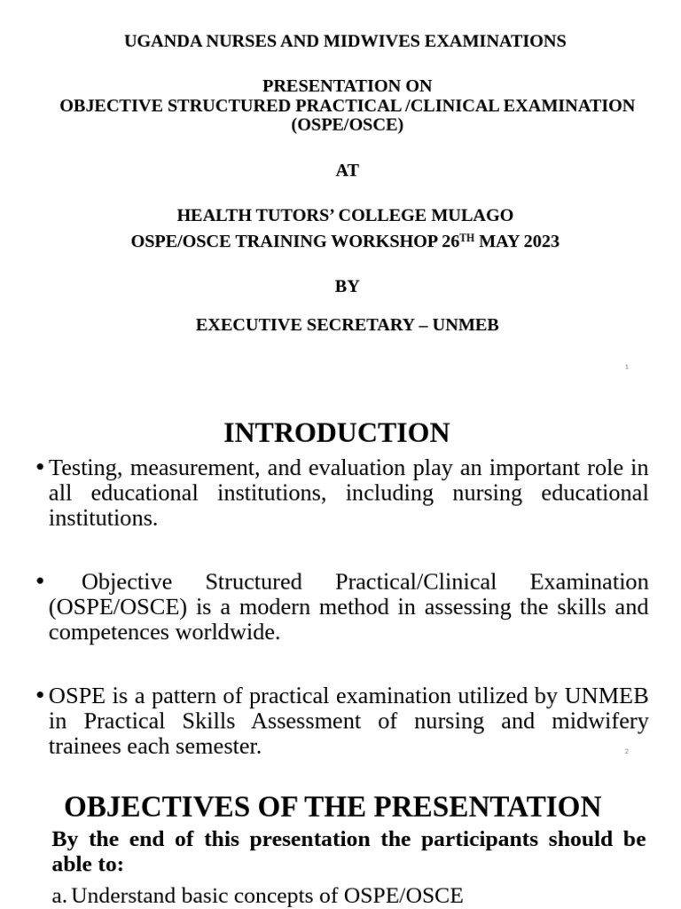 OSPE/OSCE Training for Nursing Exams | PDF