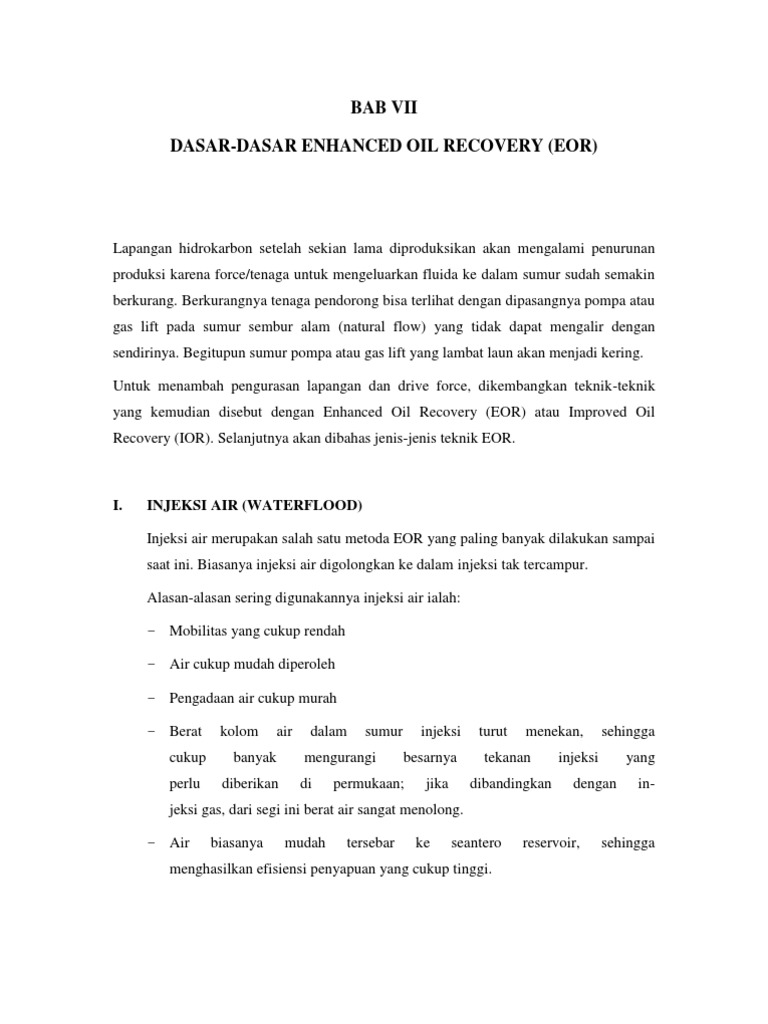 Dasar-Dasar Enhanced Oil Recovery - Eor | PDF