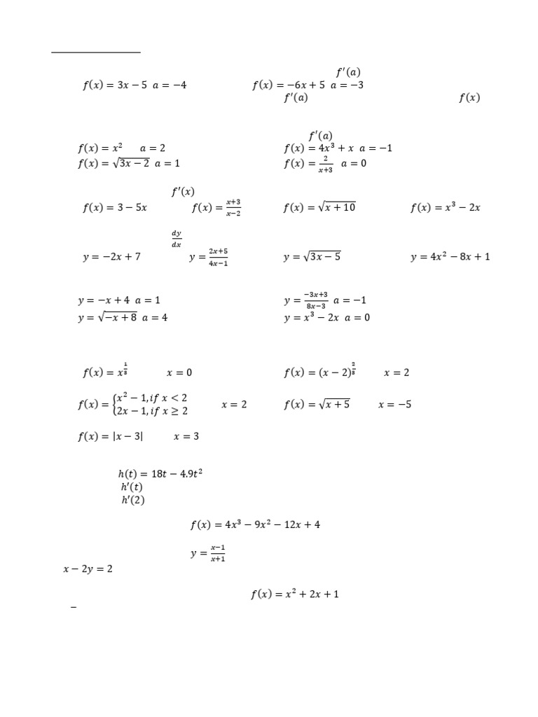 Derivative Calculations and Concepts | PDF | Derivative | Mathematical ...
