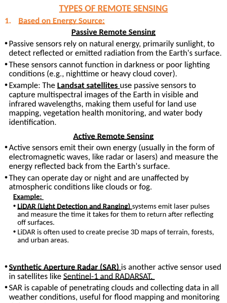 Types and Applications of Remote Sensing | PDF | Image Resolution ...