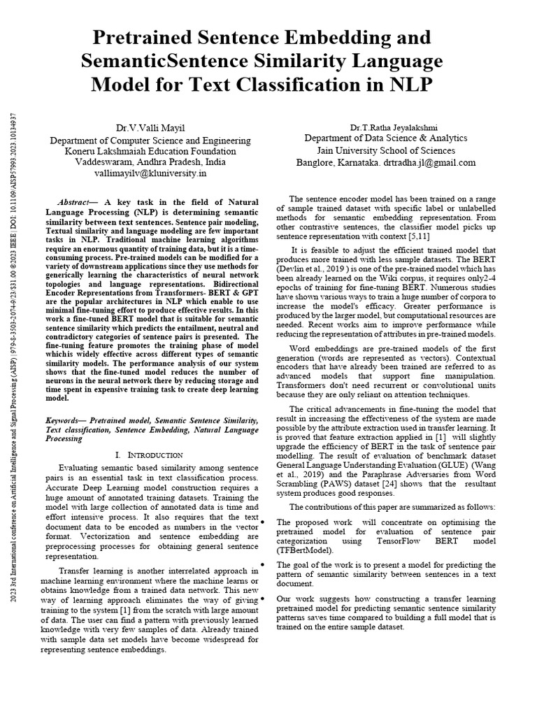 Pretrained Sentence Embedding and Semantic Sentence Similarity Language ...