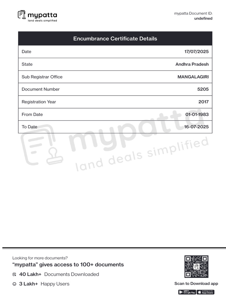 Mangalagiri Property Encumbrance Report | PDF