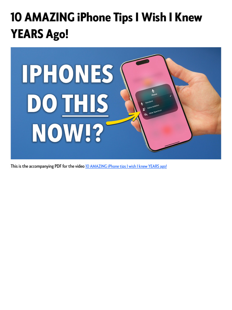 10 Essential iPhone Tips to Know | PDF | Camera | I Phone